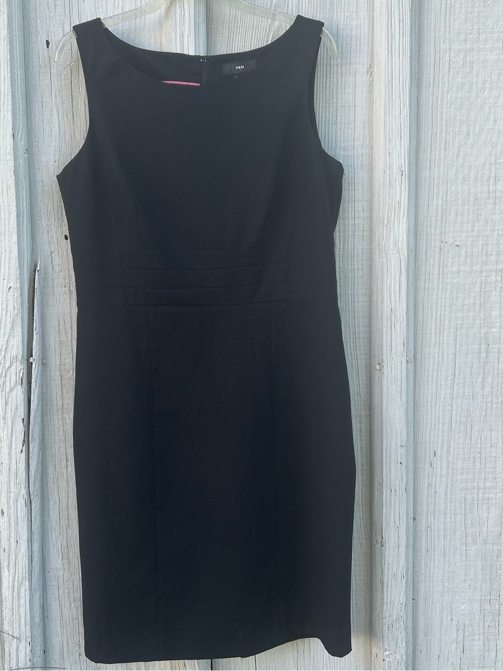 H&M Black Sheath Dress Size 14 Workwear LBD Sleeveless Office Pencil Dress